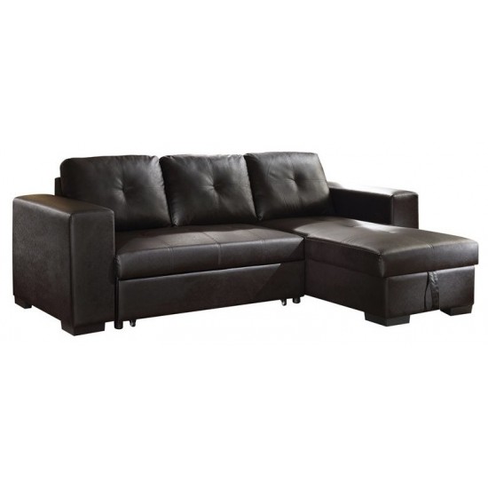 ACME Lloyd Sectional Sofa w/Sleeper, Black PU