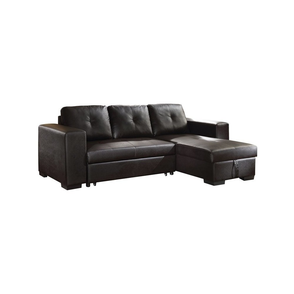 ACME Lloyd Sectional Sofa w/Sleeper, Black PU