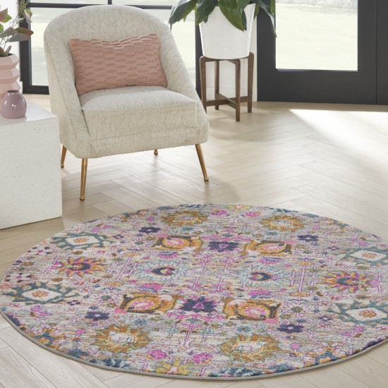 Nourison Passion PSN01 Area Rug, Silver, 5'3" x Round