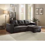 ACME Lloyd Sectional Sofa w/Sleeper, Black PU