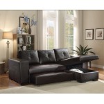 ACME Lloyd Sectional Sofa w/Sleeper, Black PU