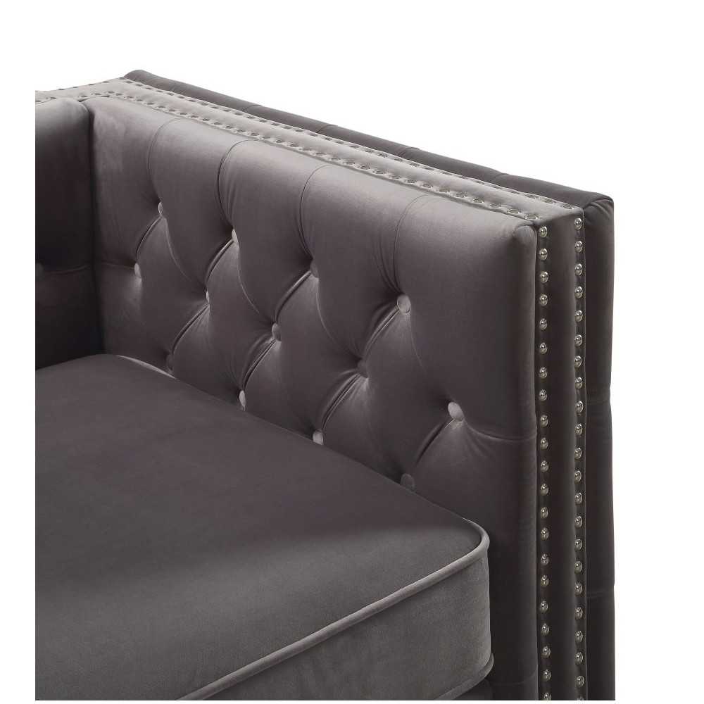 ACME Gillian II Sofa w/3 Pillows, Dark Gray Velvet