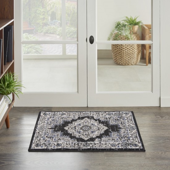 Nourison Passion PSN03 Area Rug, Black/Ivory, 1'10" x 2'10"