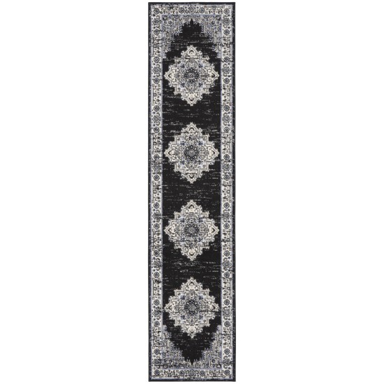 Nourison Passion PSN03 Runner Rug, Black/Ivory, 2'2" x 10'