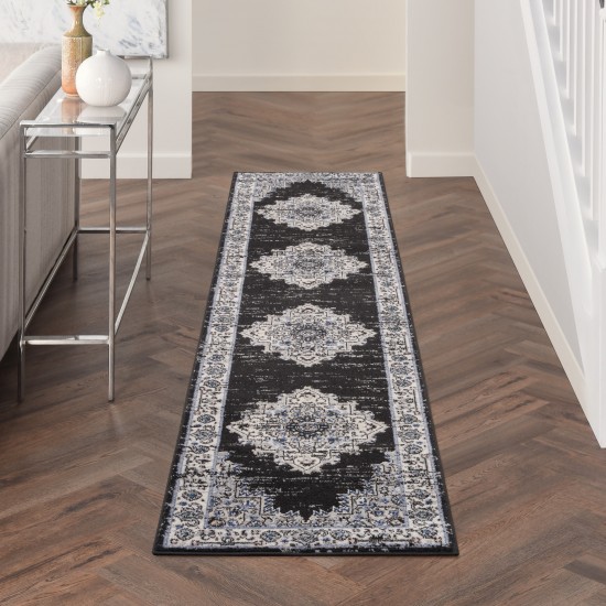 Nourison Passion PSN03 Runner Rug, Black/Ivory, 2'2" x 10'