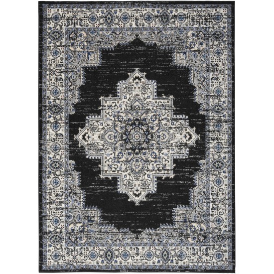 Nourison Passion PSN03 Area Rug, Black/Ivory, 5'3" x 7'3"