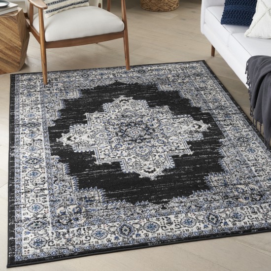 Nourison Passion PSN03 Area Rug, Black/Ivory, 5'3" x 7'3"