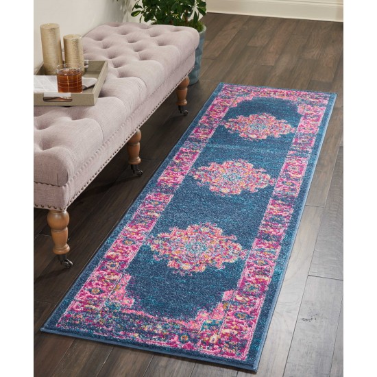 Nourison Passion PSN03 Runner Rug, Blue, 2'2" x 7'6"