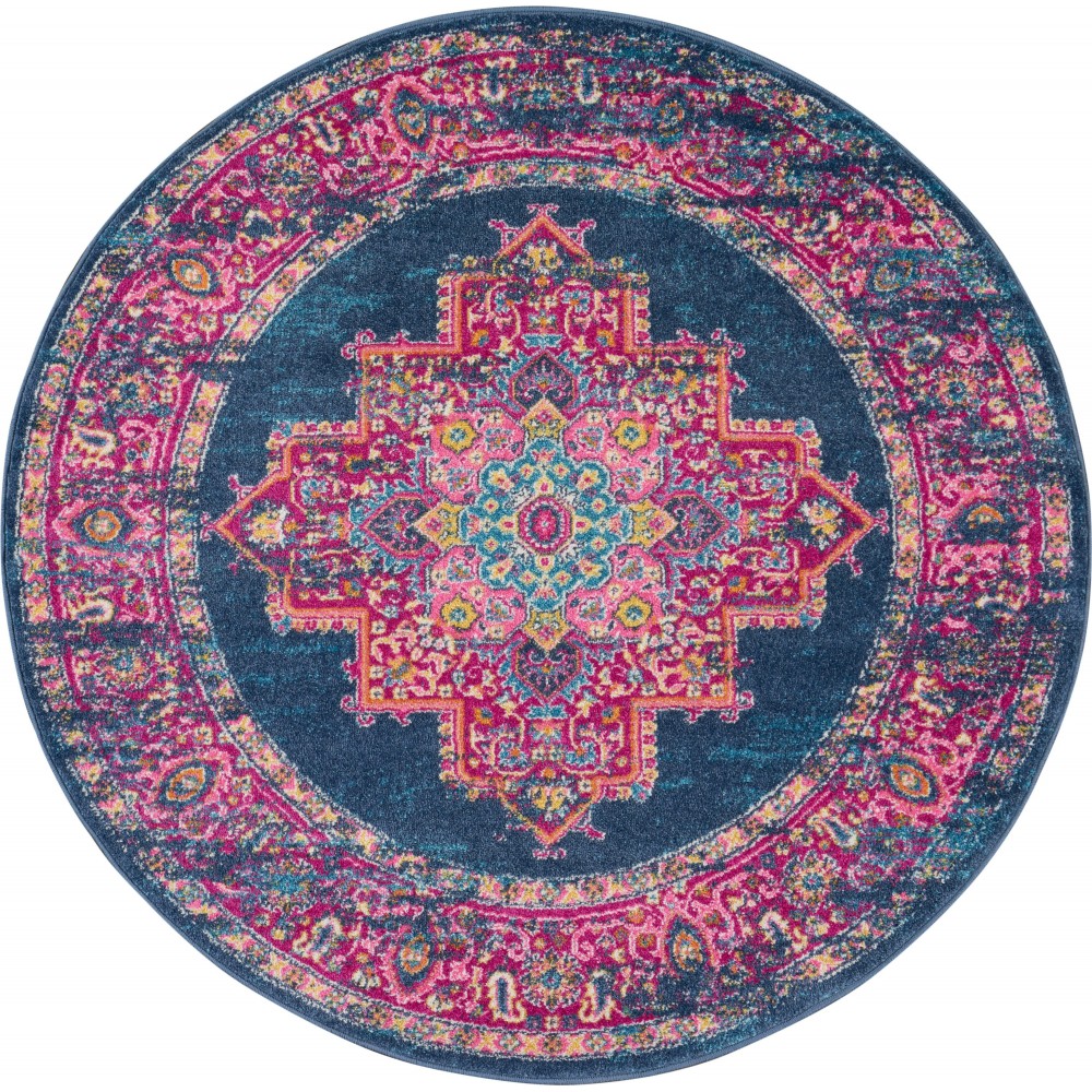 Nourison Passion PSN03 Area Rug, Blue, 4' x Round