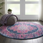 Nourison Passion PSN03 Area Rug, Blue, 4' x Round