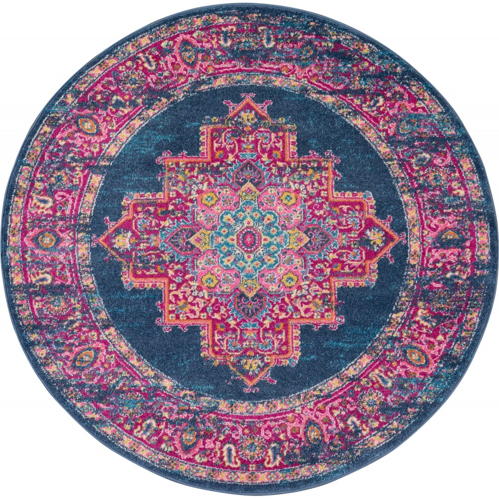 Nourison Passion PSN03 Area Rug, Blue, 5'3" x Round