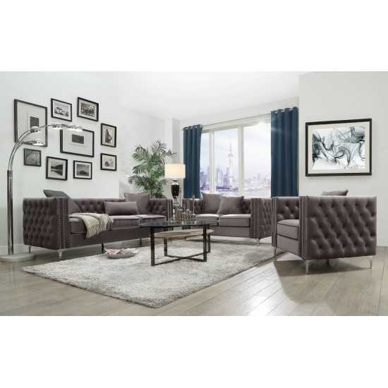 ACME Gillian II Sofa w/3 Pillows, Dark Gray Velvet