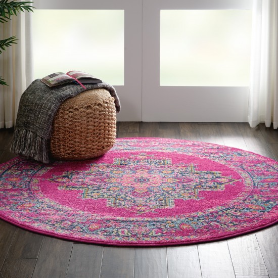 Nourison Passion PSN03 Area Rug, Fuchsia, 4' x Round