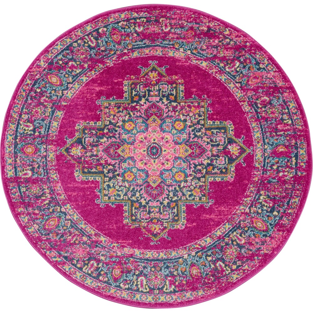 Nourison Passion PSN03 Area Rug, Fuchsia, 5'3" x Round