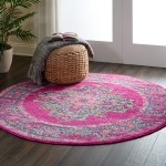 Nourison Passion PSN03 Area Rug, Fuchsia, 5'3" x Round