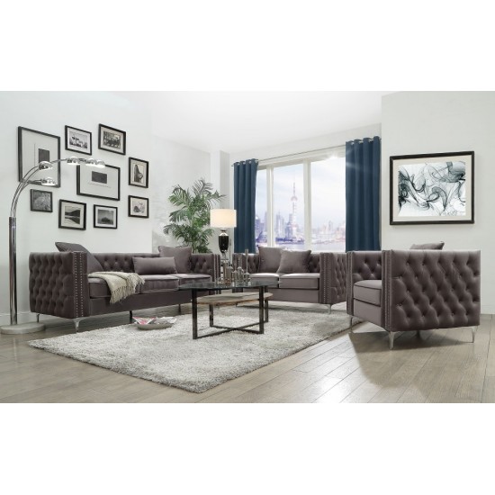 ACME Gillian II Loveseat w/2 Pillows, Dark Gray Velvet