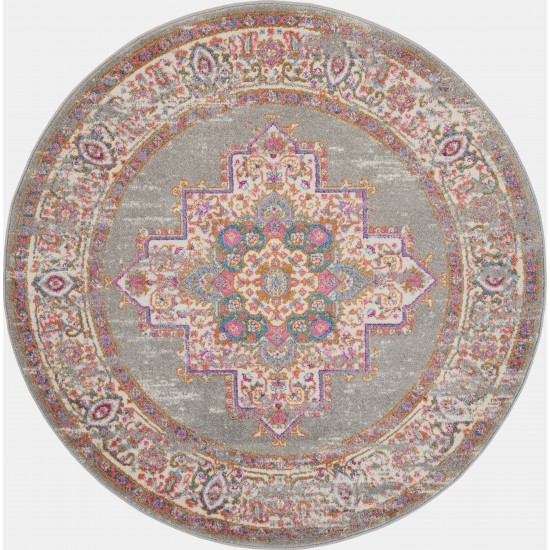 Nourison Passion PSN03 Area Rug, Grey, 4' x Round