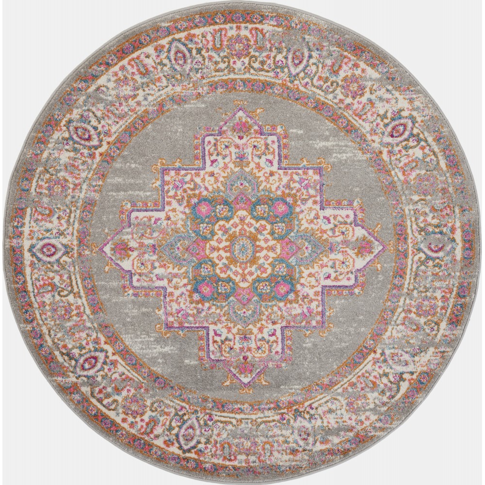 Nourison Passion PSN03 Area Rug, Grey, 4' x Round