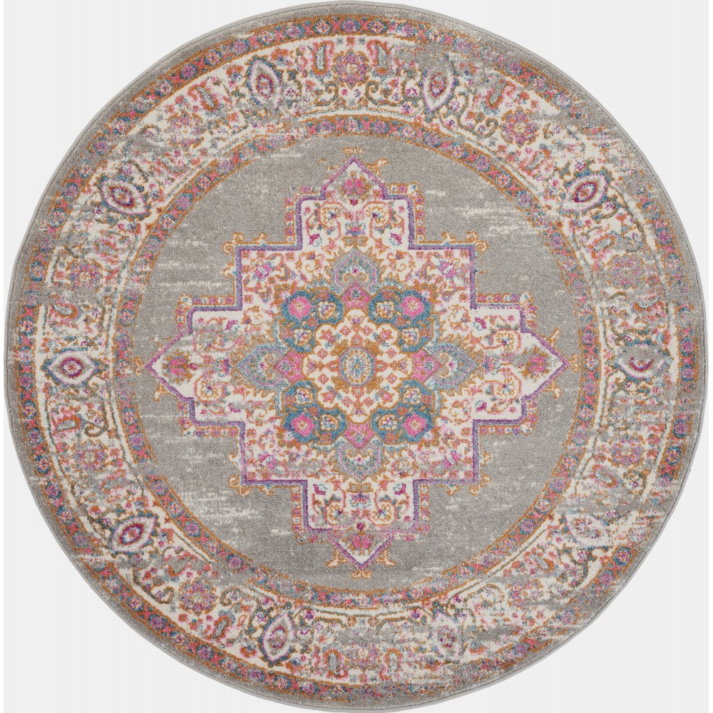 Nourison Passion PSN03 Area Rug, Grey, 5'3" x Round