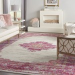 Nourison Passion PSN03 Area Rug, Ivory/Fushia, 10' x 14'