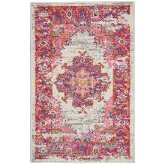 Nourison Passion PSN03 Area Rug, Ivory/Fuchsia, 1'10" x 2'10"