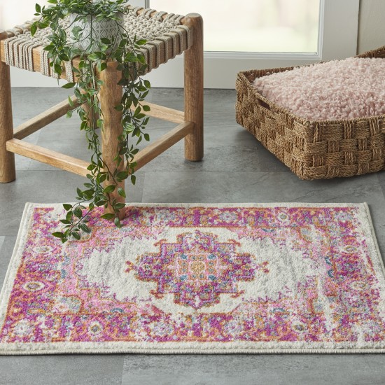 Nourison Passion PSN03 Area Rug, Ivory/Fuchsia, 1'10" x 2'10"