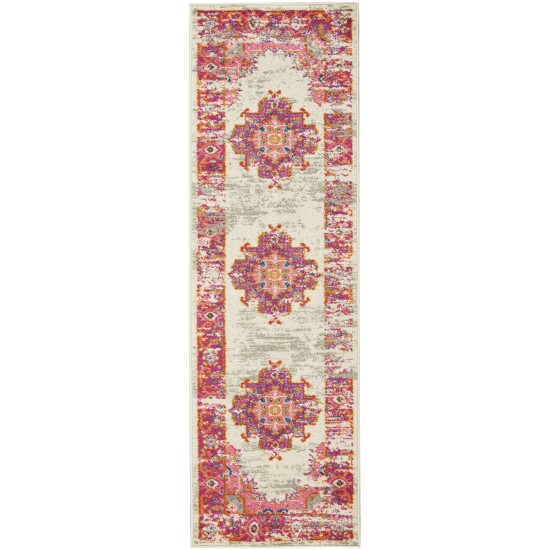 Nourison Passion PSN03 Runner Rug, Ivory/Fuchsia, 1'10" x 6'