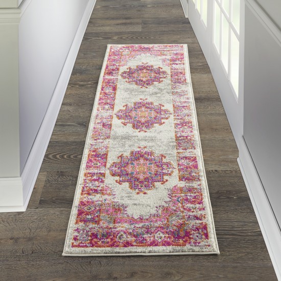 Nourison Passion PSN03 Runner Rug, Ivory/Fuchsia, 1'10" x 6'