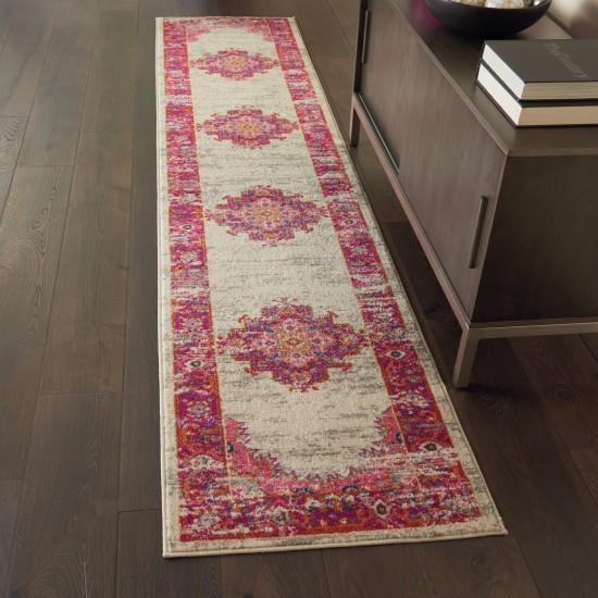 Nourison Passion PSN03 Runner Rug, Ivory/Fuchsia, 2'2" x 10'