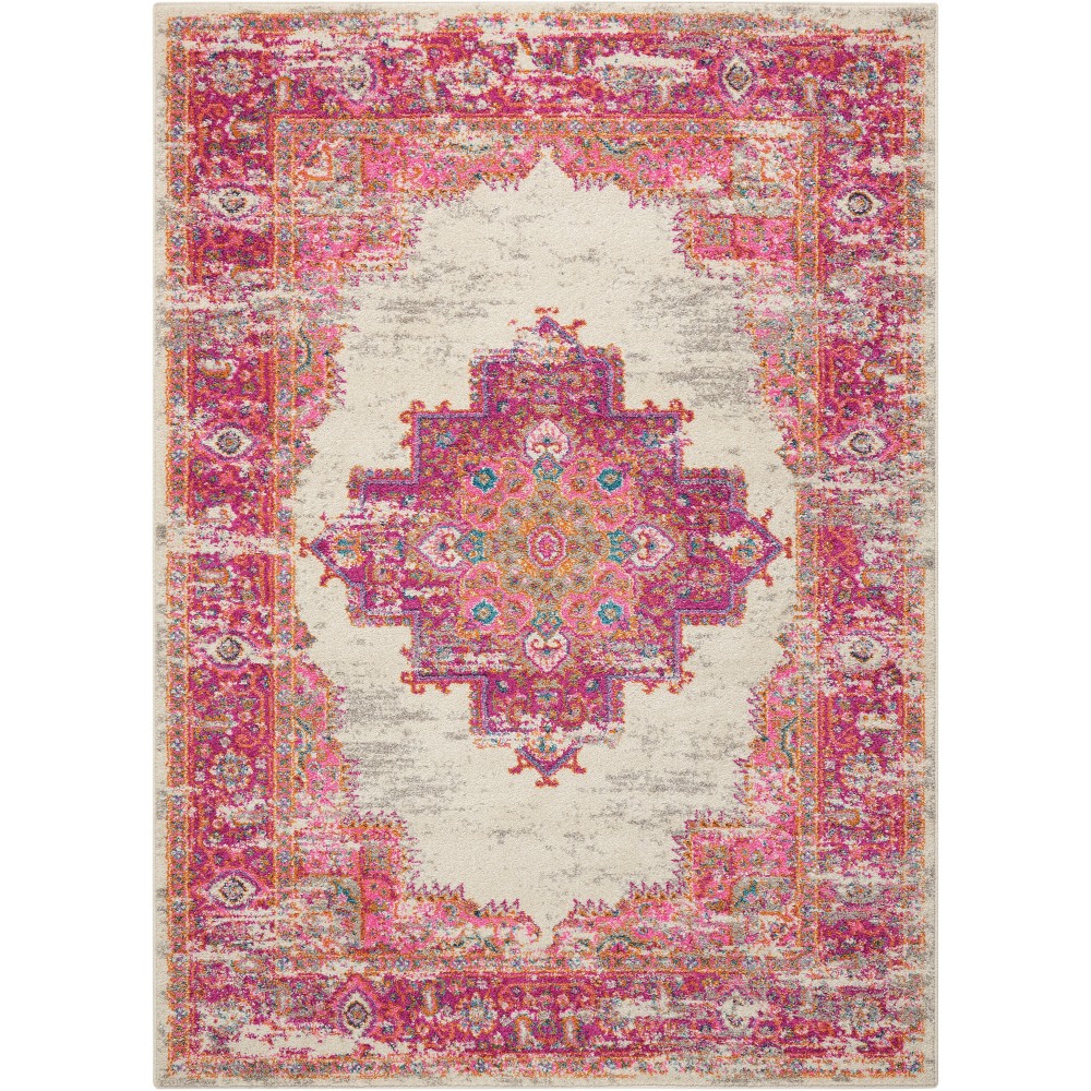 Nourison Passion PSN03 Area Rug, Ivory/Fuchsia, 3'9" x 5'9"