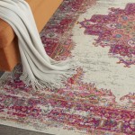 Nourison Passion PSN03 Area Rug, Ivory/Fuchsia, 3'9" x 5'9"