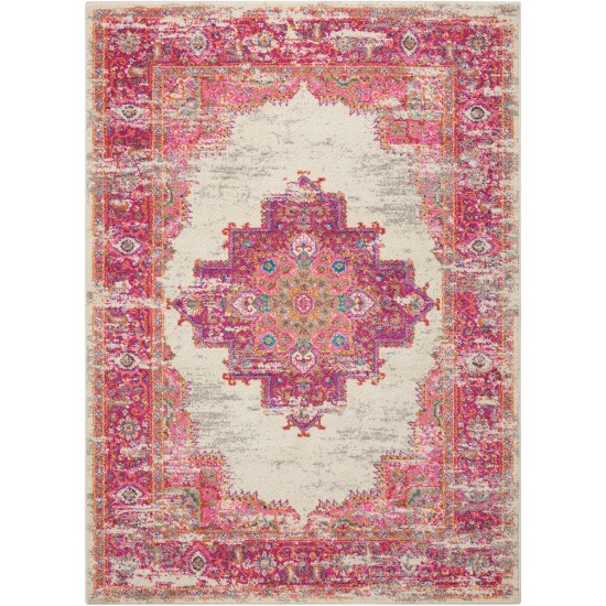 Nourison Passion PSN03 Area Rug, Ivory/Fuchsia, 5'3" x 7'3"