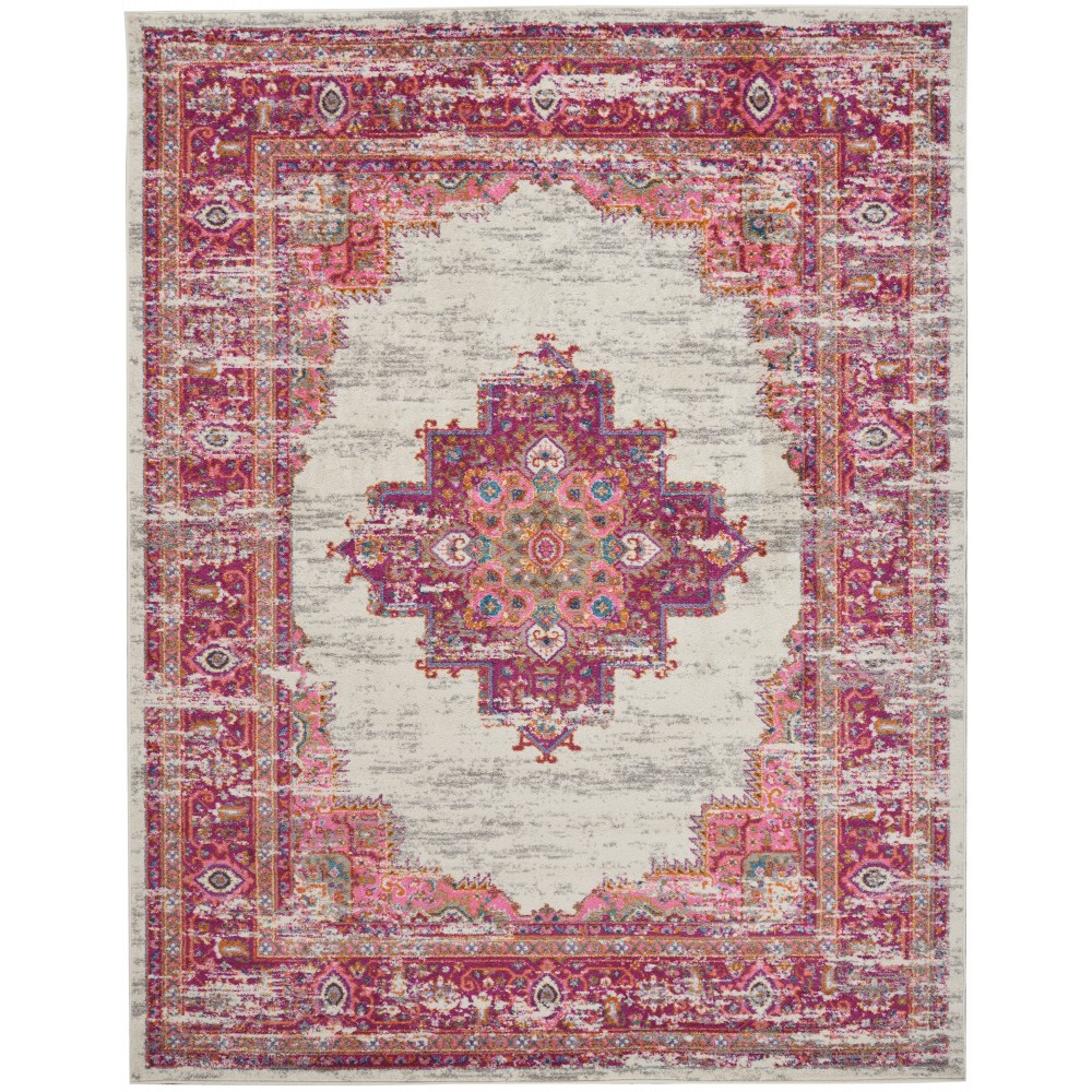 Nourison Passion PSN03 Area Rug, Ivory/Fuchsia, 6'7" x 9'6"