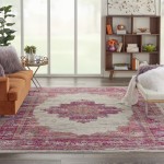 Nourison Passion PSN03 Area Rug, Ivory/Fuchsia, 6'7" x 9'6"