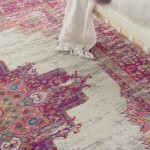 Nourison Passion PSN03 Area Rug, Ivory/Fuchsia, 6'7" x 9'6"