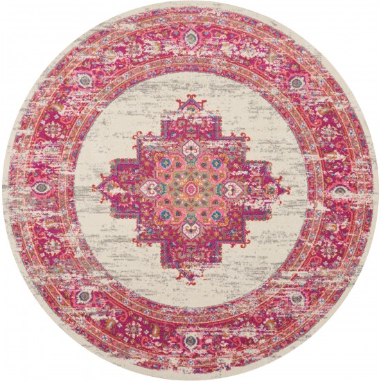 Nourison Passion PSN03 Area Rug, Ivory/Fuchsia, 8' x Round