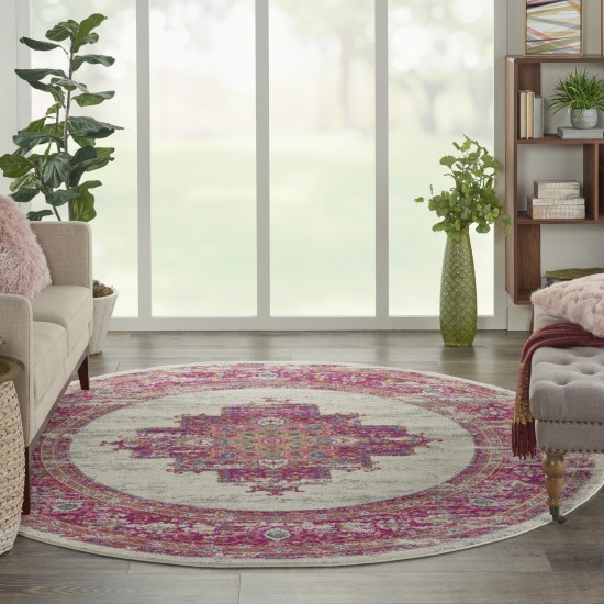 Nourison Passion PSN03 Area Rug, Ivory/Fuchsia, 8' x Round