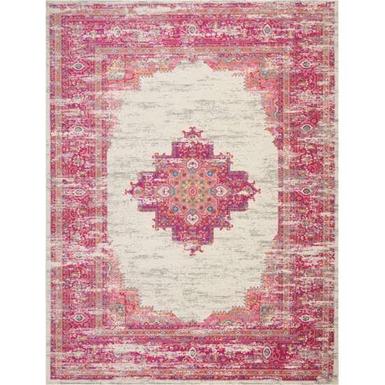 Nourison Passion PSN03 Area Rug, Ivory/Fuchsia, 9' x 12'