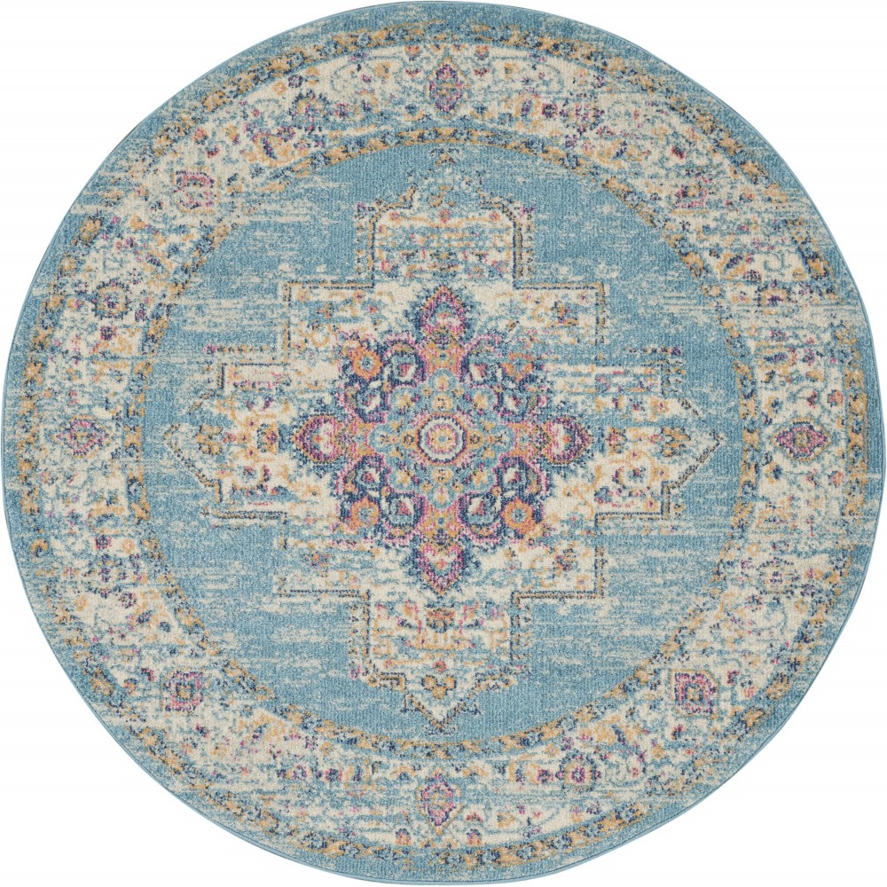 Nourison Passion PSN03 Area Rug, Light Blue, 4' x Round