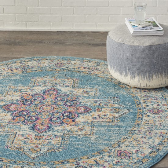 Nourison Passion PSN03 Area Rug, Light Blue, 4' x Round