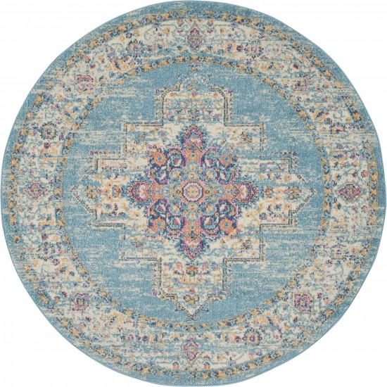 Nourison Passion PSN03 Area Rug, Light Blue, 5'3" x Round