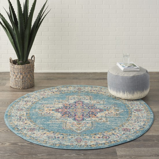 Nourison Passion PSN03 Area Rug, Light Blue, 5'3" x Round