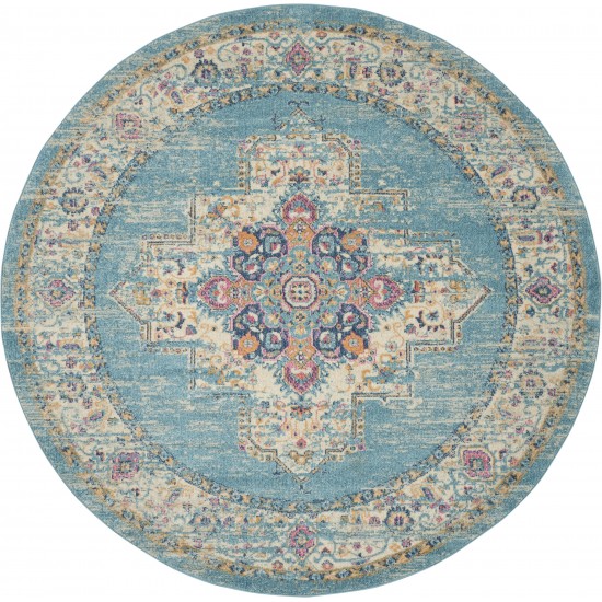 Nourison Passion PSN03 Area Rug, Light Blue, 8' x Round