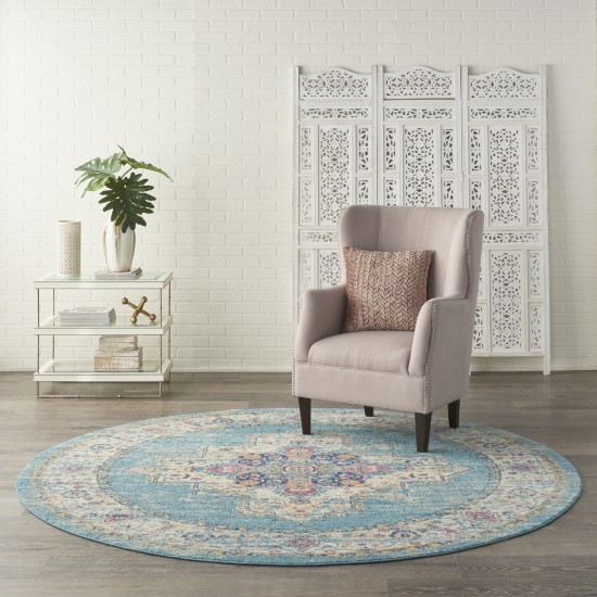 Nourison Passion PSN03 Area Rug, Light Blue, 8' x Round