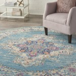 Nourison Passion PSN03 Area Rug, Light Blue, 8' x Round