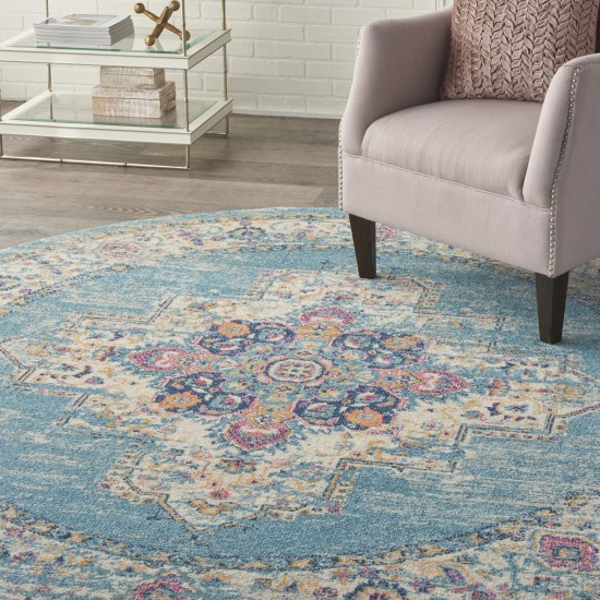 Nourison Passion PSN03 Area Rug, Light Blue, 8' x Round