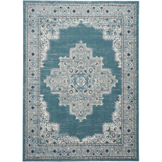 Nourison Passion PSN03 Area Rug, Turquoise/Grey, 5'3" x 7'3"