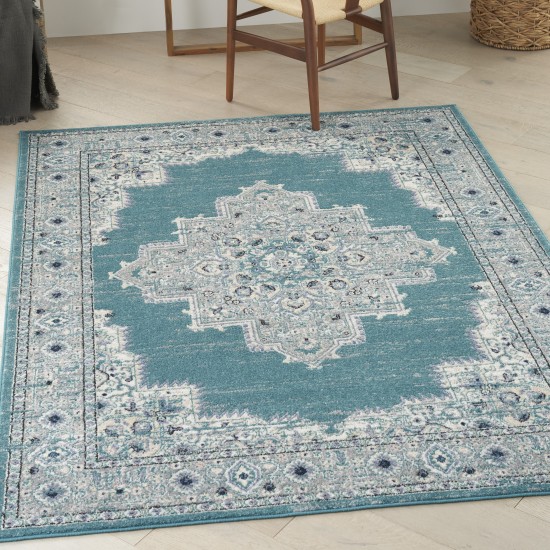 Nourison Passion PSN03 Area Rug, Turquoise/Grey, 5'3" x 7'3"