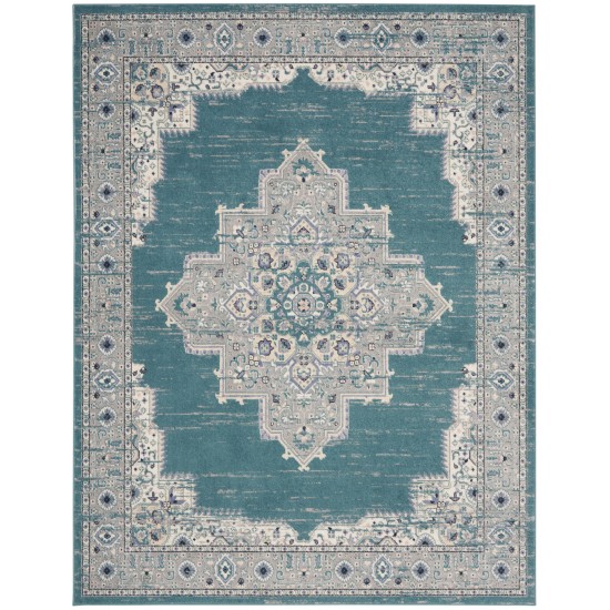 Nourison Passion PSN03 Area Rug, Turquoise/Grey, 8' x 10'