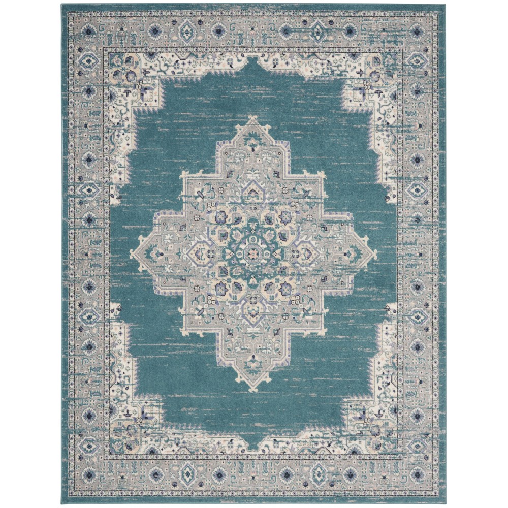 Nourison Passion PSN03 Area Rug, Turquoise/Grey, 8' x 10'